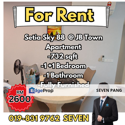 Setia Sky 88 Jb Town 8 Min to CIQ Near CIQ 1+1 Bedroom Fully Furnished High Floor, Johor, Johor Bahru