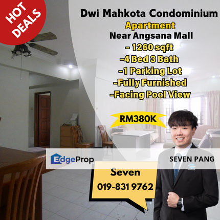  Dwi Mahkota Condominium Near Angsana Mall Taman Bukit Alif 4 Bed 3 Bath Fully Furnished 1 Parking Lot Pool View, Johor, Johor Bahru