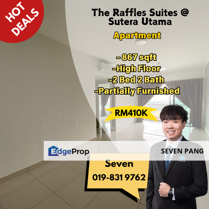 The Raffles Suites @ Sutera Utama 2 Bed 2 Bath High Floor Partially Furnished, Johor, Skudai