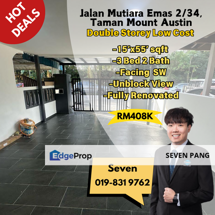 Taman Mount Austin Jalan Mutiara Emas 2/34 Double Storeu Low Cost Fully Renovated Unblock View Unit, Johor, Johor Bahru