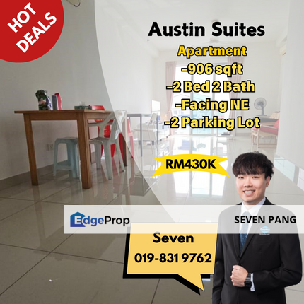 Austin Suites Condo 906 sqft 2 Bed 2 Bath 2 Parking Lot 90% Fully Furnished High Floor with Balcony, Johor, Johor Bahru