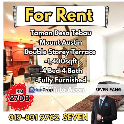 Taman Desa Tebau Jalan Harmonium Mount Austin Double Storey 4 Bed 4 Bath Fully Furnished, Johor, Johor Bahru