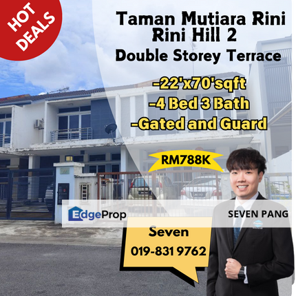 Taman Mutiara Rini Rini Hill 2  4 Bed 3 Bath Gated and Guard  1540 sqft , Johor, Skudai