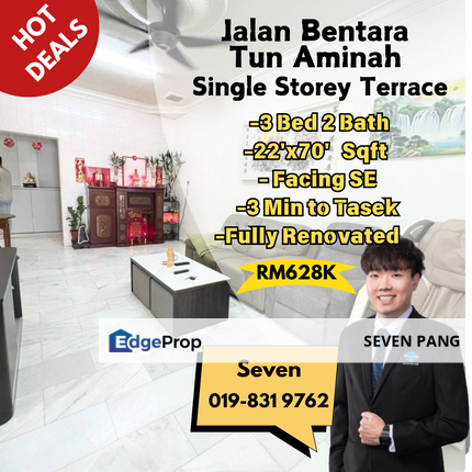 Jalan Bentara Tun Aminah Single Storey Terrace Freehold Fully Renovated 3 Bed 2 Bath, Johor, Skudai