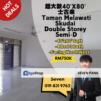 Taman Melawati Skudai Double Storey Semi-D Land Size 40X80 4 Bedroom 3 Bathroom Facing NorthWest, Johor, Skudai