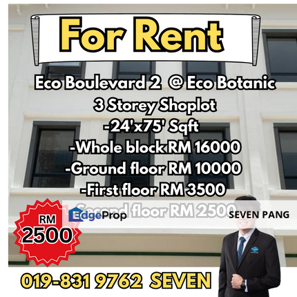 Eco Boulevard 2 At Eco Botanic 3 Storey Shoplot Land Size 24'x75' New Shoplot at Eco Botanic Area , Johor, 