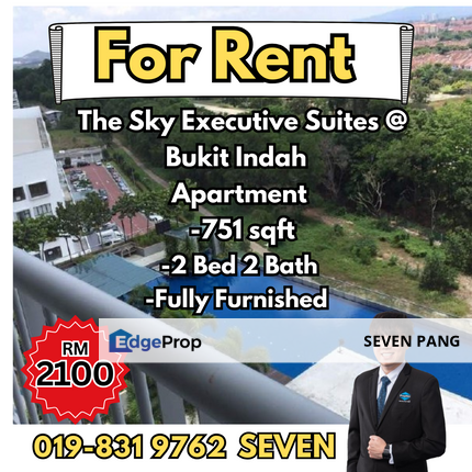 The Sky Executive Suites at Bukit Indah 2 Bedroom 2 Bathroom Fully Furnished Mid Floor Facing Swimming pool, Johor, Johor Bahru