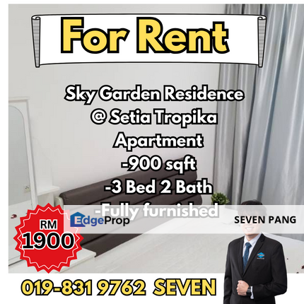 Sky Garden Residence at Setia Tropika 2+1 Bedrooms 2 Bathrooms Fully furnished High floor pool view , Johor, Setia Tropika
