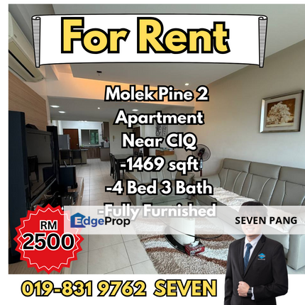 Molek Pine 2 at Molek 4 Bed 3 Bath Fully Furnished Good Condition Nice Location, Johor, Johor Bahru