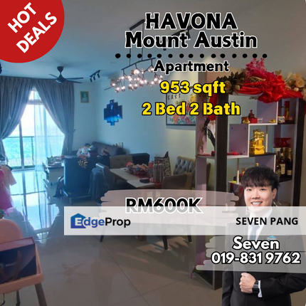 Havona Residence At Mount Austin 2 Bedroom 2 Bathroom Fully Furnished 2 Car Park High Floor, Johor, Johor Bahru