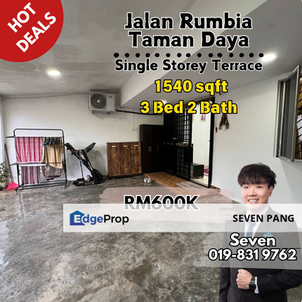 Jalan Rumbia at Taman Daya Nearby Mount Austin Single Storey Terrace Kitchen Extended Master Bedroom Extended, Johor, Johor Bahru