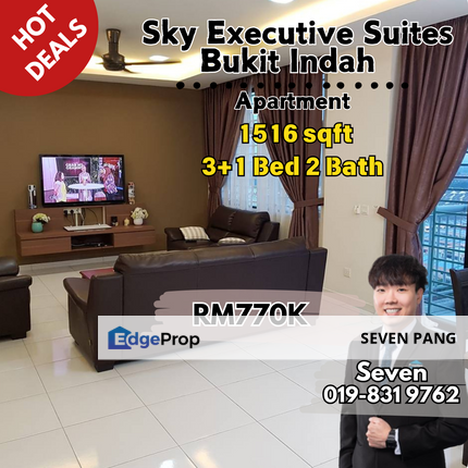 Sky Executive Suites at Bukit Indah Nearby Sutera Mall 3+1 Bedrooms 2 Bathroom 2 Carparks , Johor, Johor Bahru