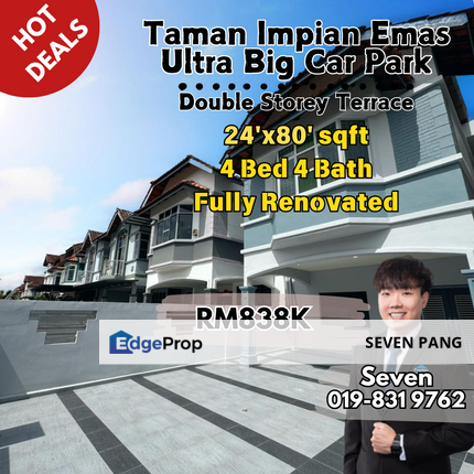 Taman Impian Emas at Impian Emas Large Double Storey Terrace Fully Renovated & Extended Kitchen 4 Bed 4 Bath Ultra Big Car Park Nearby Setia Tropika, Johor, Skudai
