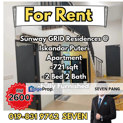 Sunway Grid Residence at Iskandar Puteri Loft Unit 2 Bed 2 Bath 1 Parking Fully Furnished Mid Floor Bright and Breezy Unit Move-in Condition, Johor, 