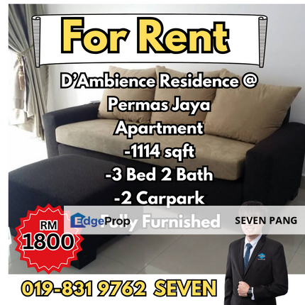 D Ambience at Permas Jaya 3 Bed 2 Bath Fully Furnished 2 Carpark, Johor, Masai