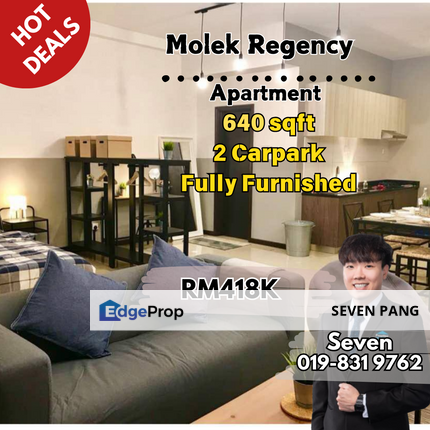 Molek Regency at Molek Studio Fully Furnished End Lot Unit High Floor Facing Pool View , Johor, Johor Bahru