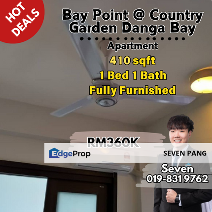 Bay Point @ Country Garden Danga Bay Studio 1 Bed 1 Bath Fully Furnished 1 Carpark, Johor, Johor Bahru