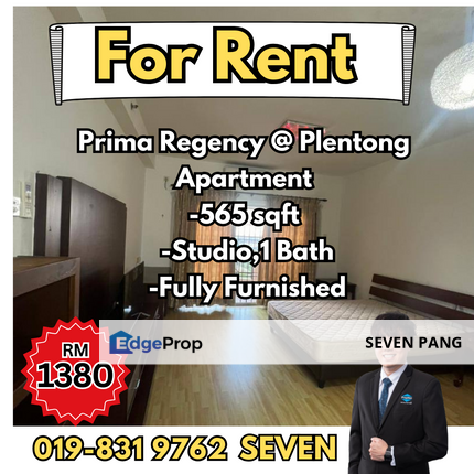 Prima Regency at Plentong Studio 1 Bath Fully Furnished 565 sqft , Johor, Plentong