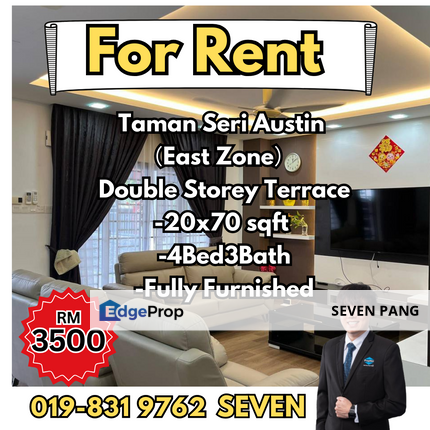 Taman Seri Austin at Mount Austin Double Storey Terrace ⁠4 Bedrooms 3 Bathrooms Fully Furnished Fully Renovated ⁠Gated & Guarded , Johor, Johor Bahru