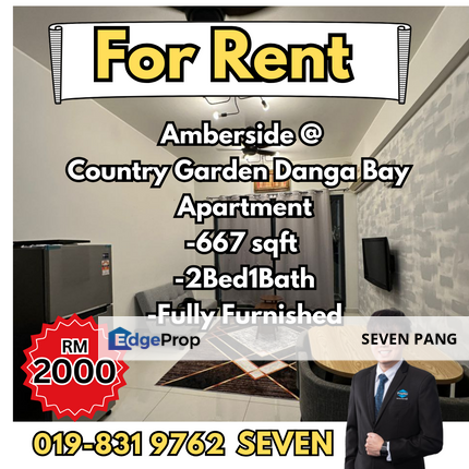 Amberside at Country Garden Danga Bay Fully Furnished 2 Bed 1 Bath 2 Carpark Mid Floor, Johor, Johor Bahru