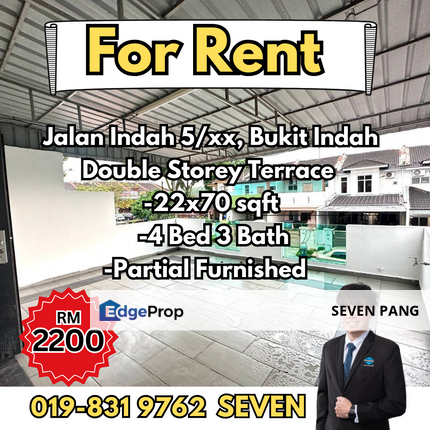 Jalan Indah 5/xx at Bukit Indah Double Storey Terrace House Partially Furnished 4 Bed 3 Bath, Johor, Bukit Indah