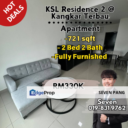 KSL 2 KSL Residence 2 Kangkar Terbau Near Jalan Pandan 2 Bed Bath  Fully Furnished For Sale 2 Carpark, Johor, Johor Bahru