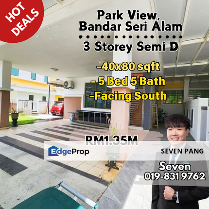 Park View at Bandar Seri Alam Triple Storey Semi D 5 Bed 5 Bath Partial Furnished Facing South, Johor, Masai