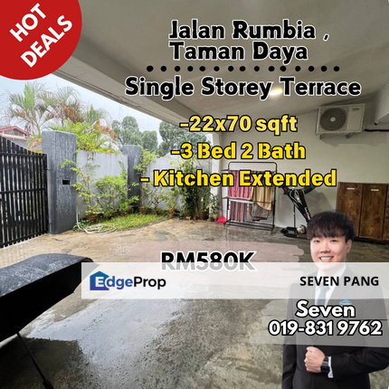Jalan Rumbia at Taman Daya Nearby Mount Austin Single Storey Terrace Kitchen Extended Master Bedroom Extended , Johor, Johor Bahru