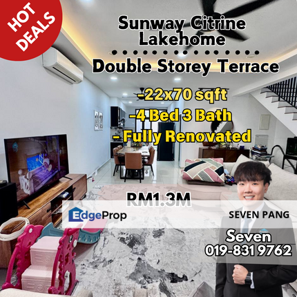 Sunway Citrine Lakehomes at Iskandar Puteri Double Storey Terrace 4 Bedroom 3 Bathroom Fully Renovated Partial Furnished, Johor, 