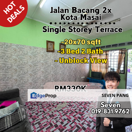 Jalan Bacang 2x Kota Masai at Pasir Gudang Single Storey Terrace 1400 sqft Unblock View, Johor, Pasir Gudang