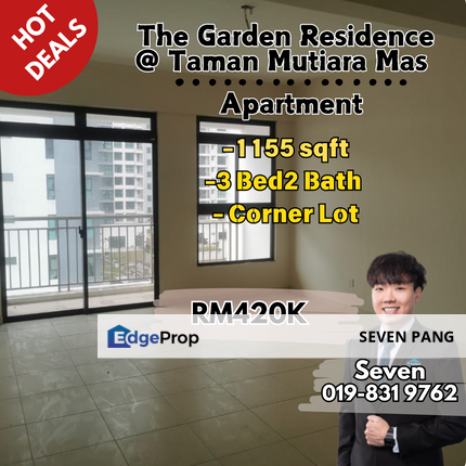 The Garden Residences at Taman Mutiara Mas Opposite Mydin Block A Mid Floor Corner Lot 3 Bed 2 Bath Original Unit, Johor, Skudai