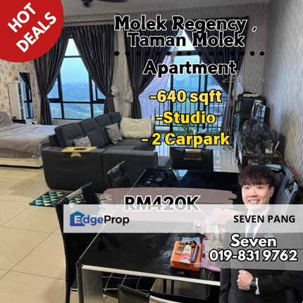 Molek Regency at Molek Studio 1 Bed 1 Bath Fully Furnished 2 Carpark Facing Pool , Johor, Johor Bahru
