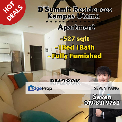 D Summit Residence at Kempas Utama Nearby Setia Tropika Studio Unit 1 Bed 1 Bath Fully furnished, Johor, Johor Bahru