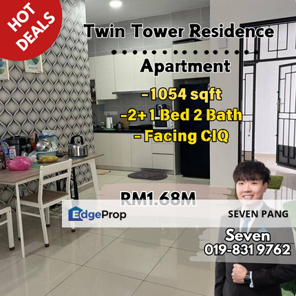 Twin Tower Residence at JB Town Near CIQ 2+1 Bedrooms 2 Bathroom 1054 Sqft Facing CIQ , Johor, Johor Bahru