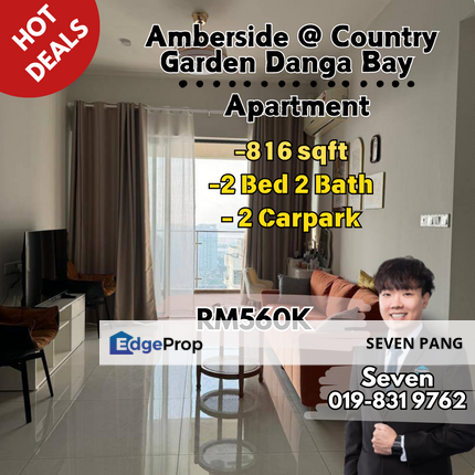 Amberside @ Counrty Garden Danga Bay 2 Bed 2 Bath Partially Furnished High Floor 2 Carpark, Johor, Johor Bahru
