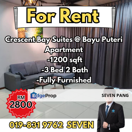 Crescent Bay Suites @ Bayu Puteri Nearby CIQ EDL 3 Bed 2 Bath Fully Furnished 2 Parking Lot , Johor, Johor Bahru