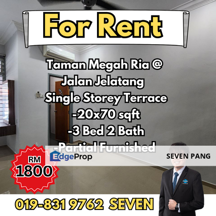 Taman Megah Ria at Masai Single Storey Terrace 3 Bed 2 Bath Land Size 20x70 Partial Furnished, Johor, Masai