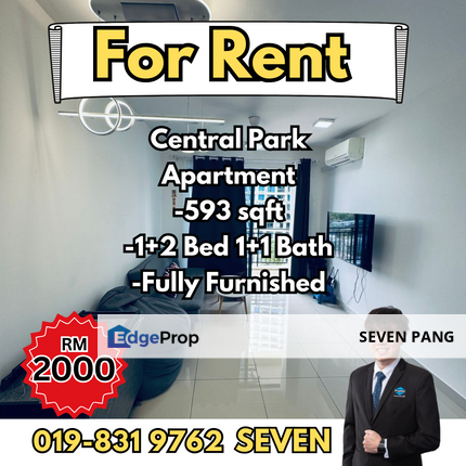 Central Park at Taman Damansara Aliff Tampoi Fully Furnished 1+2 Bed 1+1 Bath Min 2 years Tenancy, Johor, Johor Bahru