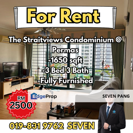 The Straitviews Condominium at Permas Jaya 3 Bedrooms 3 Bathrooms High Floor Fully Furnished, Johor, Permas Jaya/Senibong
