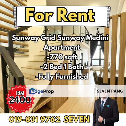 Sunway Grid Residence Medini at Iskandar Puteri Loft Unit Fully Furnished 2 Bed 1 Bath Corner Lot With 2 Parking Lot, Johor, 