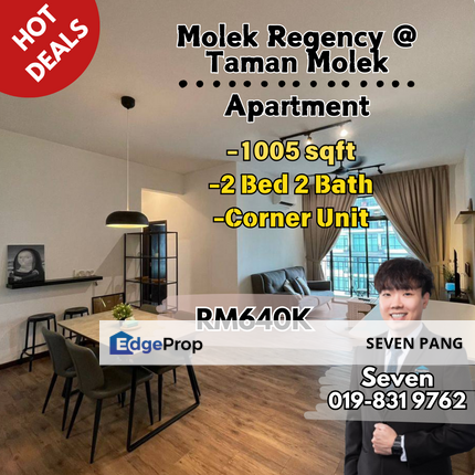 Molek Regency at Molek 2 Bed 2 Bath Corner Unit Fully Furnished High Floor Facing Pool View , Johor, Johor Bahru