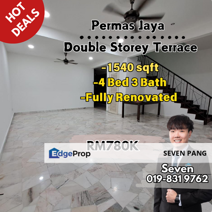 Permas Jaya Double Storey Terrace 4 Bedrooms 3 Bathrooms Fully Renovated and Fully Extended Good Condition, Johor, Permas Jaya/Senibong