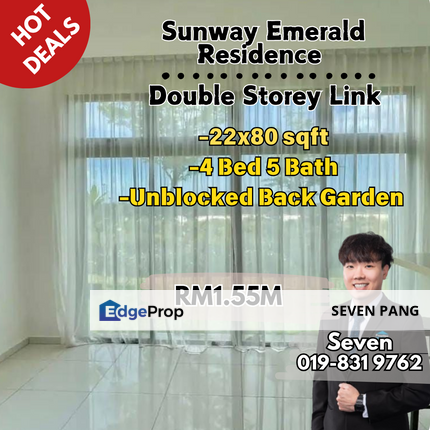 Sunway Emerald Residence at Sunway Iskandar Medini Double Storey Link House End Lot Unblocked Back Garden Renovated & Partially Furnished , Johor, 