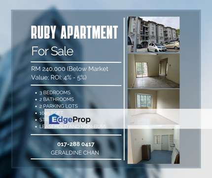 Below MV Pangsapuri Ruby Seksyen U5 Shah Alam Strata Ready 1045 sqft , Selangor, Subang