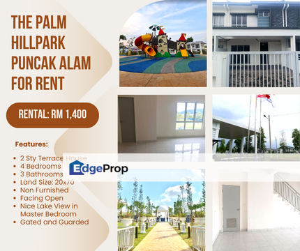 The Palm Hillpark Double Storey Terrace House Puncak Alam Facing Open Nice Lake View Gated and Guarded, Selangor, Bandar Puncak Alam