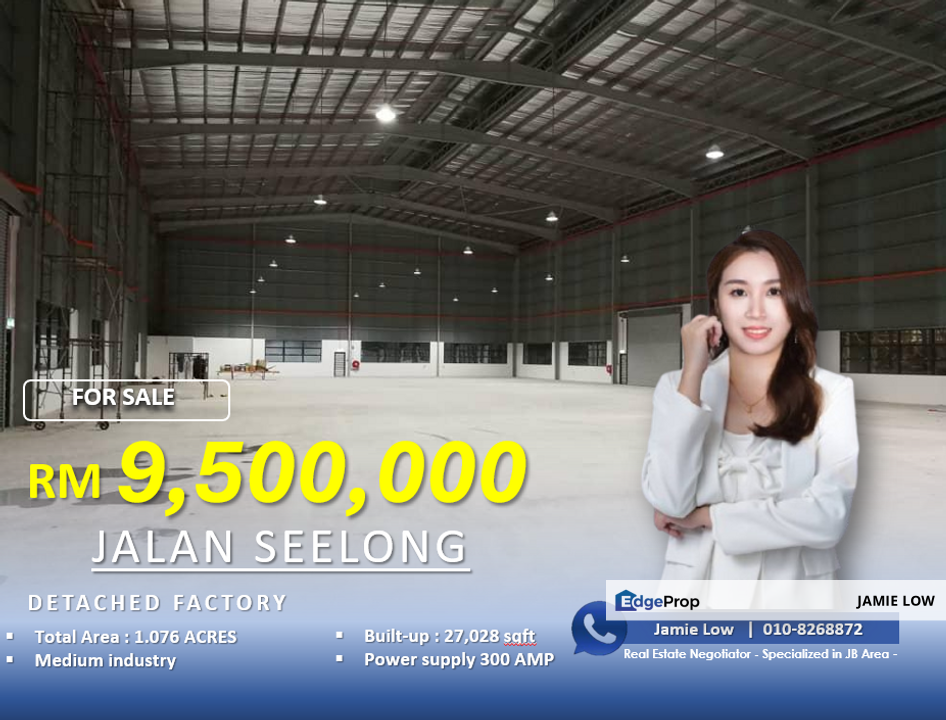 Jalan Seelong, Senai, Detached factory for sales, Besides Mainroad, Johor, Senai