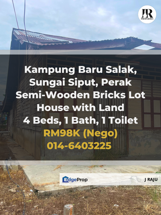 Kampung Baru Salak, Sungai Siput, Perak Single Storey Semi-Wooden Bricks Lot House For Sale, Perak, Sungai Siput
