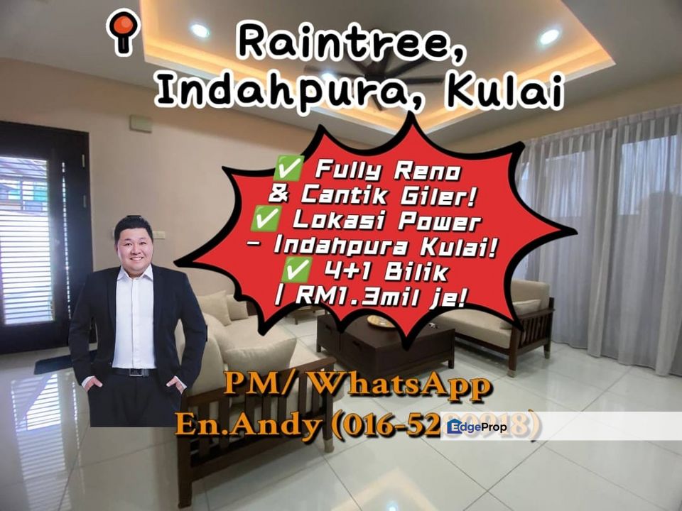Raintree Indahpura/Kulai/Bandar Putra Kulai/Cluster/Double Storey/RM1.3M – Fully Renovated + Gated & Guarded, Johor, Kulai