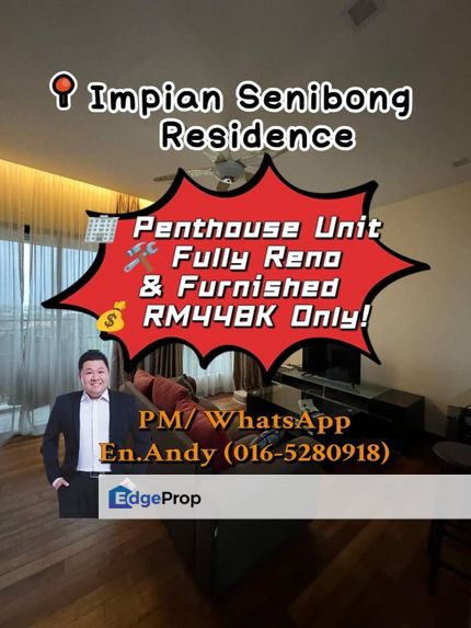 Permas Jaya/Masai/Pasir Gudang/Bakar Batu/Johor Bahru/Penthouse/Fully Furnished Renovated/RM448K – Impian Senibong View, Near CIQ & AEON Permas., Johor, Permas Jaya/Senibong