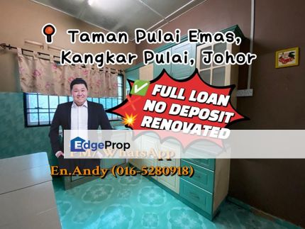 Taman Pulai Emas/Kangkar Pulai/Kulai/Taman Universiti/Skudai/Mutiara Rini/JB/Single Storey/Renovated House/RM415K – Zero Downpayment & Free SPA Lawyer, Johor, Kangkar Pulai